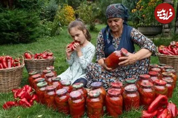 ببینید| غذای روستایی در آذربایجان؛ تهیه ترشی با فلفل دلمه ای برای زمستان