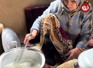ببینید؛ غذای روستایی در ایران؛ دوشیدن شیر گاو، تهیه پنیر خانگی و پخت خشیل 
