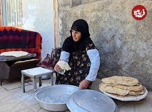 ببینید؛ غذای روستایی در ایران؛ تهیه نان سنتی ساجی و پخت خورشت با بوقلمون در روستا