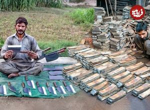 ببینید؛ فرآیند ساخت ساطور با فولاد زنگ زده ریل قطار در پاکستان