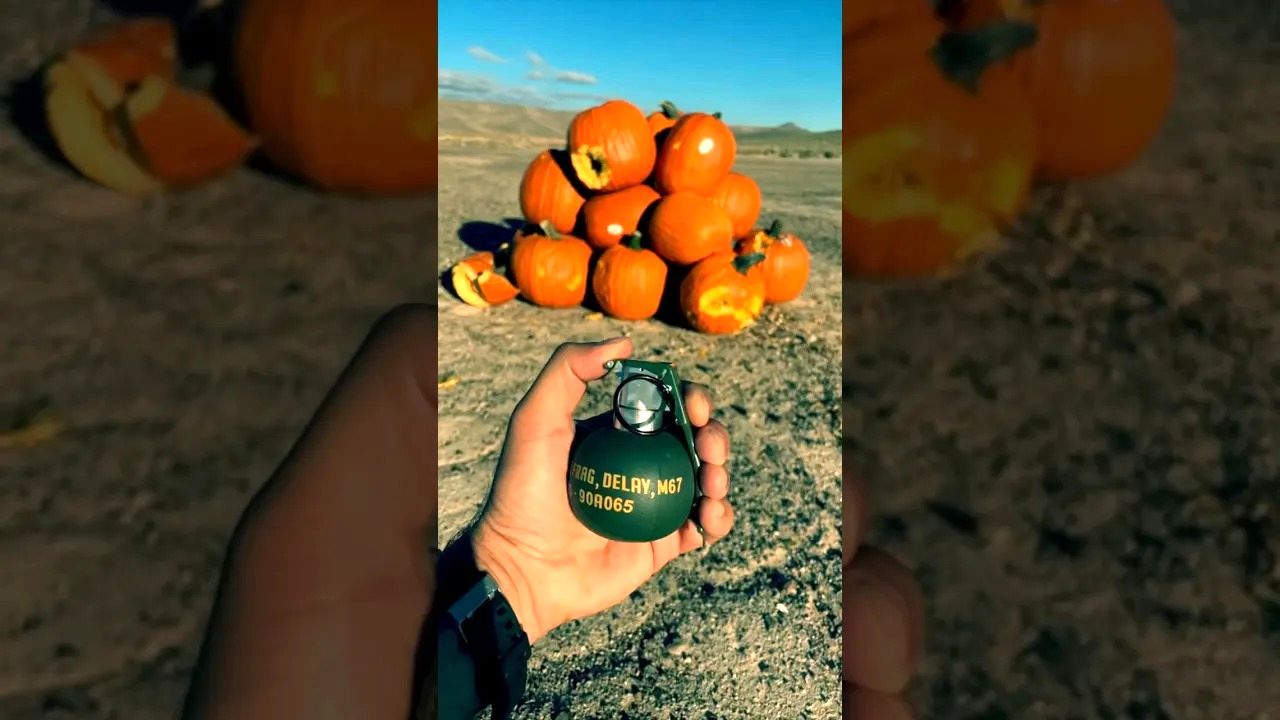 (ویدئو) اگر یک نارنجک میان 20 کدو تنبل غول پیکر منفجر شود، چه اتفاقی می افتد؟
