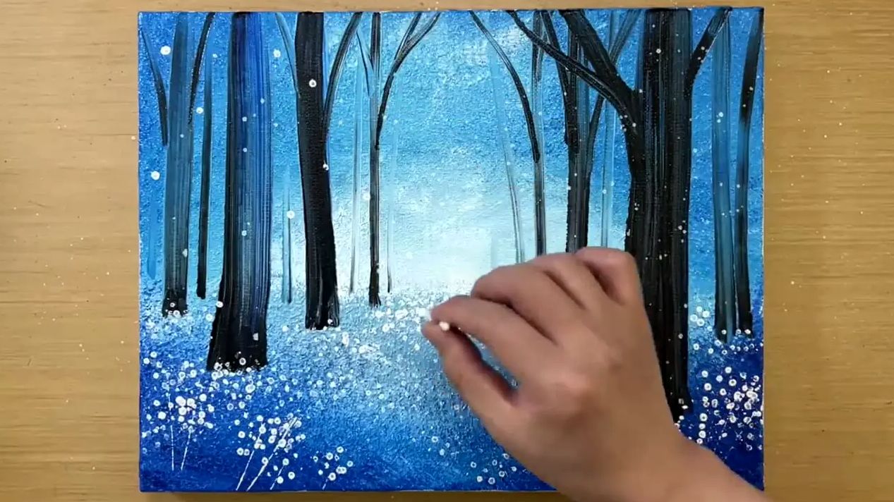 (ویدئو) آموزش نقاشی: فقط با سه رنگ این جنگل وهم انگیز رو بکش
