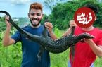 ببینید؛ غذای روستایی در هند؛ کباب بزمچه 10 کیلوگرمی در طبیعت