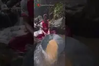 (ویدئو) ببینید این مرد اندونزیایی چگونه از رودخانه طلا برداشت می کند