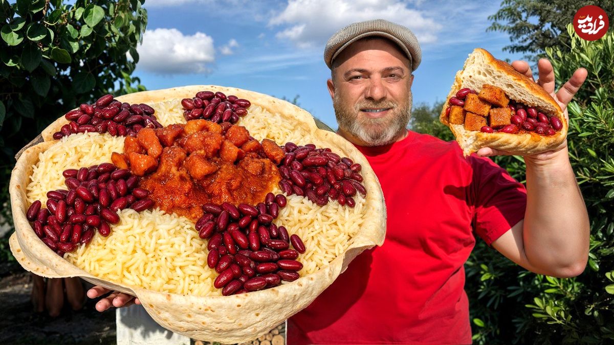 ببینید؛ غذای روستایی در آذربایجان؛ پخت یک چلو خورشت متفاوت با گوشت و بادمجان