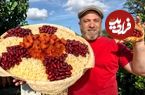 ببینید؛ غذای روستایی در آذربایجان؛ پخت یک چلو خورشت متفاوت با گوشت و بادمجان