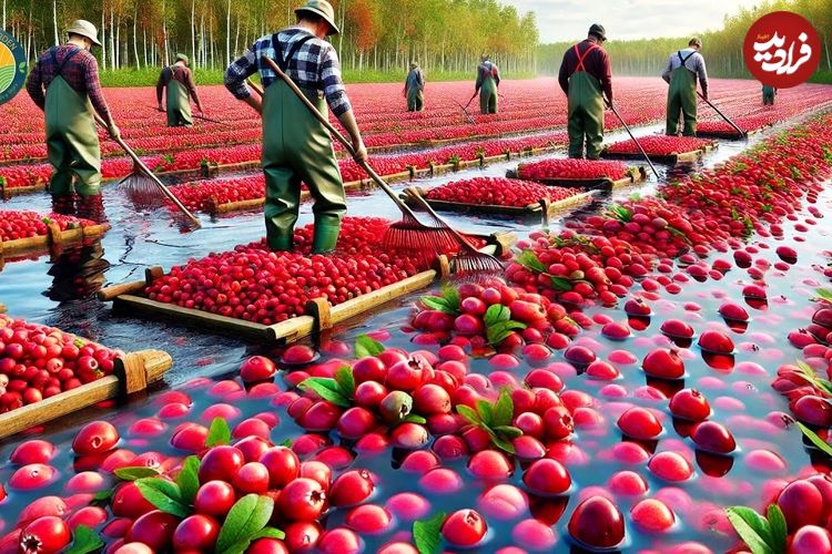 ببینید؛ مراحل دیدنی کاشت، برداشت و فرآوری کرنبری در مزارع پهناور آمریکا