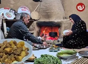 ببینید| غذای روستایی در ایران؛ پخت آبگوشت مرغ توسط زوج روستایی