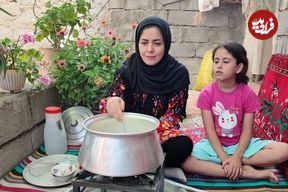 ببینید؛ غذای روستایی در ایران؛ پخت آش دوغ و تهیه کره محلی