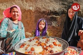 ببینید؛ غذای روستایی در افغانستان؛ پخت یک غذای محلی با برنج و آلو و تهیه دوغ محلی