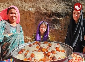ببینید؛ غذای روستایی در افغانستان؛ پخت یک غذای محلی با برنج و آلو و تهیه دوغ محلی