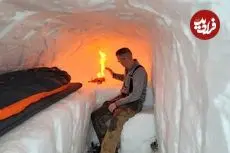 ببینید| فرآیند دیدنی ساخت یک پناهگاه زیر سه متر برف در آلاسکا