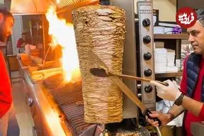 ببینید| غذای خیابانی در آذربایجان؛ پخت دونر کباب و شاورمای مرغ در باکو