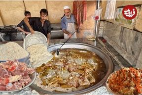 ببینید؛ غذای خیابانی در پاکستان؛ پخت 200 کیلو کابلی پلوی پرطرفدار در پیشاور