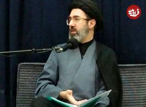 عکس؛ سفر به تاریخ؛ «سید مجتبی خامنه‌ای» در مراسم ترحیم پدر «سردار سلیمانی»؛ سال 96