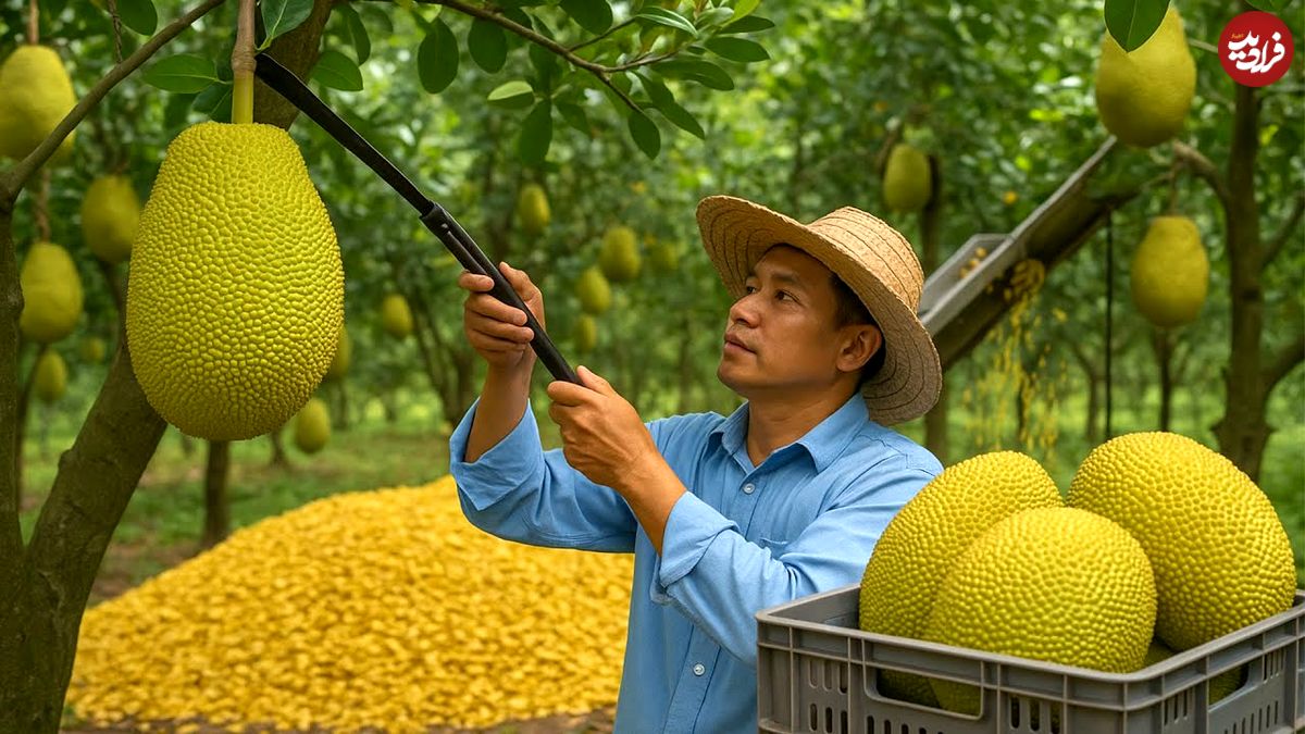 ببینید| چگونه کشاورزان در تایلند جکفروتهای غولپیکر را برداشت میکنند؟