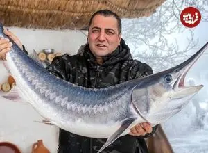ببینید| غذای روستایی در آذربایجان؛ تهیه دونر کباب با ماهی خاویاری روی آتش در طبیعت