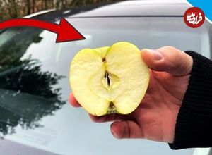(ویدئو) اگر سیب تازه را روی شیشه جلوی خودروی تان بکشید، چه اتفاقی رخ می دهد؟