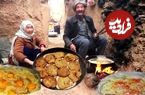 ببینید؛ غذای روستایی در افغانستان؛ پخت چپلی کباب محبوب در غار توسط زوج مسن افغان