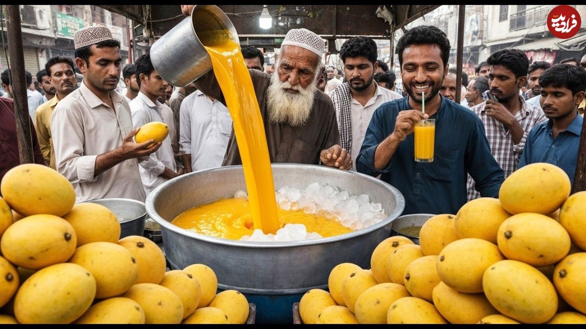 ببییند؛ غذای خیابانی در پاکستان؛ تهیه آب انبه و میلک شیک انبه در کراچی