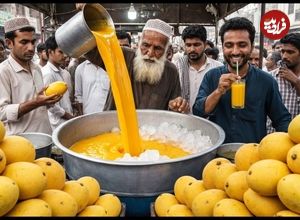 ببییند؛ غذای خیابانی در پاکستان؛ تهیه آب انبه و میلک شیک انبه در کراچی