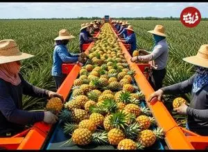 ببینید| نگاهی به مزارع پرورش آناناس در مالزی؛ فرآیند فرآوری آناناس در کارخانه