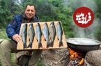 ببینید| غذای روستایی در آذربایجان؛ صید ماهی و کباب کردن آن در کوهستانی زیبا