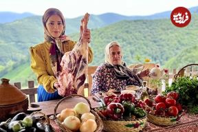 ببینید؛ غذای روستایی در گیلان؛ پخت دلمه فلفل، بادمجان و گوجه فرنگی