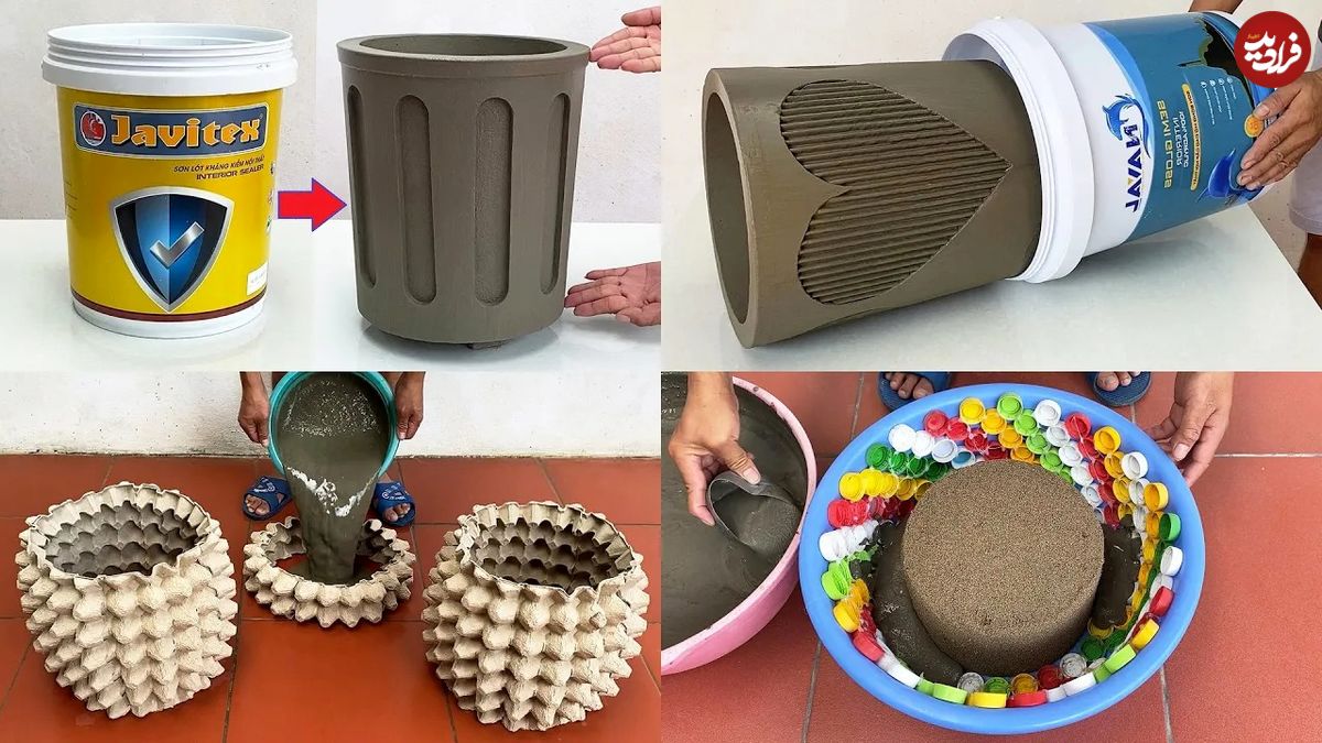 (ویدئو) چهار روش درخشان برای ساخت گلدان جذاب با شانه تخم مرغ و سطل پلاستیکی
