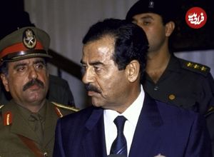 عکس| سفر در زمان؛ «صدام» با دستبند و پابند در دادگاه؛ سال 1383