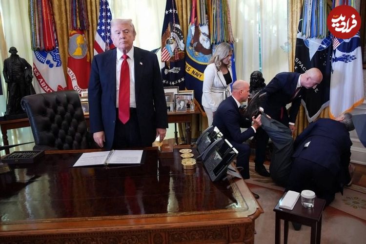 ببینید؛ غش کردن یکی از مدیران اجرایی آمریکایی حین پخش زنده در اتاق ترامپ