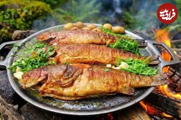 ببینید| غذای روستایی در انگلیس؛ صید و کباب کردن ماهی قزل آلای رنگین کمان در طبیعت
