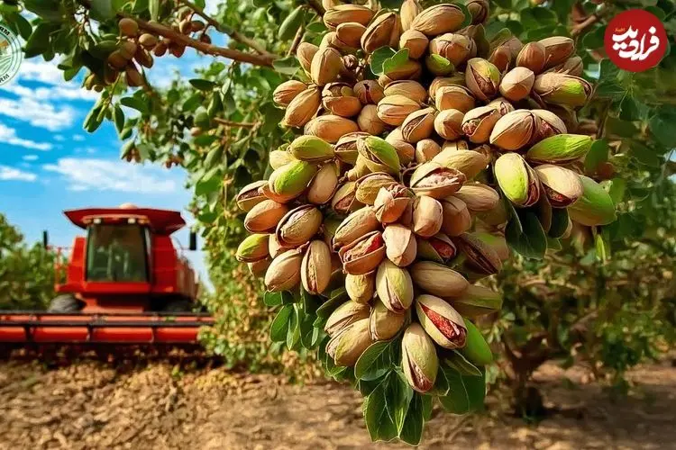ببینید| چگونه کشاورزان آمریکایی هزاران تن پسته را برداشت می کنند؟