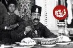 عکس| سفر زمان؛ تصویر رنگی‌شده ناصرالدین شاه موقع ناهار خوردن در صاحبقرانیه