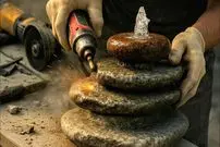 ببینید| فرآیند تماشایی ساخت آبنما با چند تکه سنگ به روش سنگ تراش آلمانی