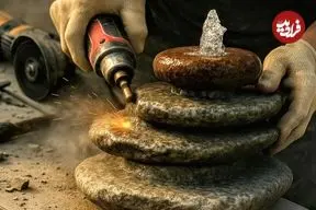 ببینید| فرآیند تماشایی ساخت آبنما با چند تکه سنگ به روش سنگ تراش آلمانی