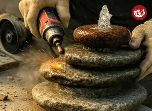 ببینید| فرآیند تماشایی ساخت آبنما با چند تکه سنگ به روش سنگ تراش آلمانی