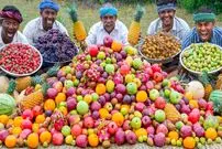 ببینید| غذای روستایی در هند؛ تهیه مربا با سیب، انبه، کیوی، توت‌فرنگی، هندوانه، میوه اژدها و...