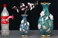 ببینید| نحوه درست کردن یک گلدان زیبا با استفاده از بطری پلاستیکی