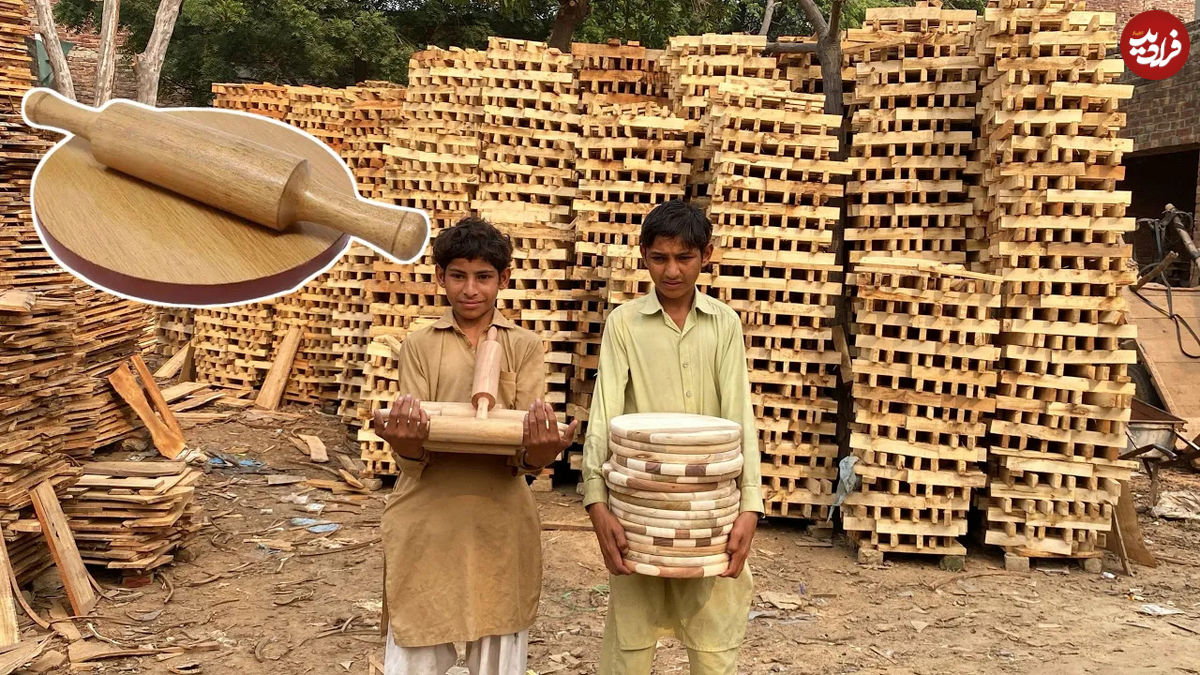 (ویدئو) نحوه ساخت وردنه و تخته برش گوشت توسط جوانان خلاق پاکستانی