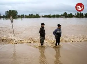 ببینید؛ جاری شدن سیل در جاده سرتنگ زعفرانیه در مهران