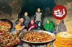 ببینید| غذای روستایی در افغانستان؛ پخت نان و خوراک مرغ در غار توسط خانواده افغان