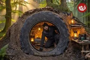 ببینید| ساخت پناهگاه مخفی داخل لاستیک قدیمی تراکتور و در دل جنگل های آلمان