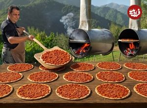 ببینید| غذای روستایی در آذربایجان؛ ساخت یک تنور با بشکه و پخت پیتزا در آن