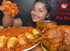 (ویدئو) غذای خوردن با صدا به سبک دختر جوان هندی؛ 3 کیلو چلو مرغ و تخم مرغ