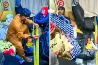 ببینید؛ روش عجیب یک راننده پاکستانی برای جلوگیری از سرقت کامیون در زمان استراحتش