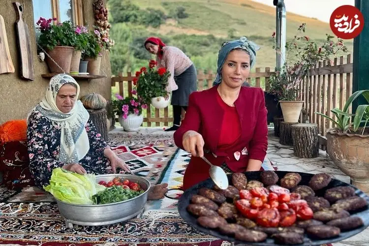ببینید| غذای روستایی در ایران؛ پخت کتلت سنتی در روستایی کوهستانی