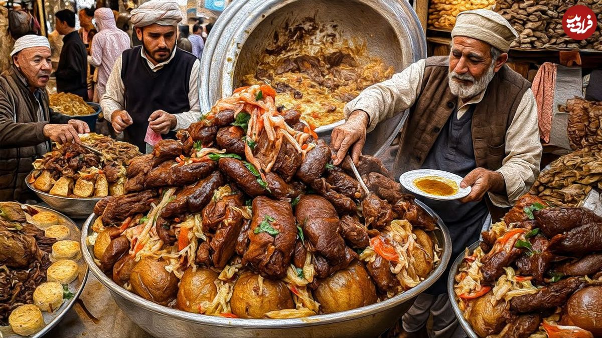 ببینید؛ غذای خیابانی در افغانستان؛ پخت 350 کیلو قابلی پلو، غذای محبوب افغان ها در کابل
