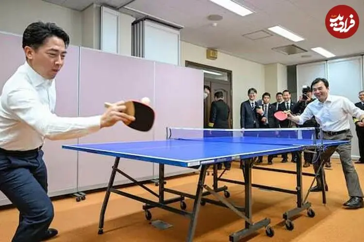 تصاویر| پینگ پنگ بازی وزیران دفاع کره و ژاپن