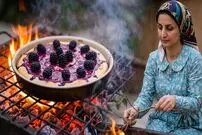 ببینید| غذای روستایی در ایران؛ پخت کیک با شاه توت های تازه در روستا